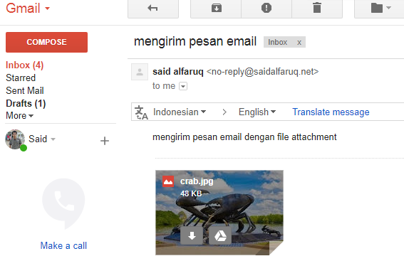 mengirim email dengan file lampiran (file attachment)