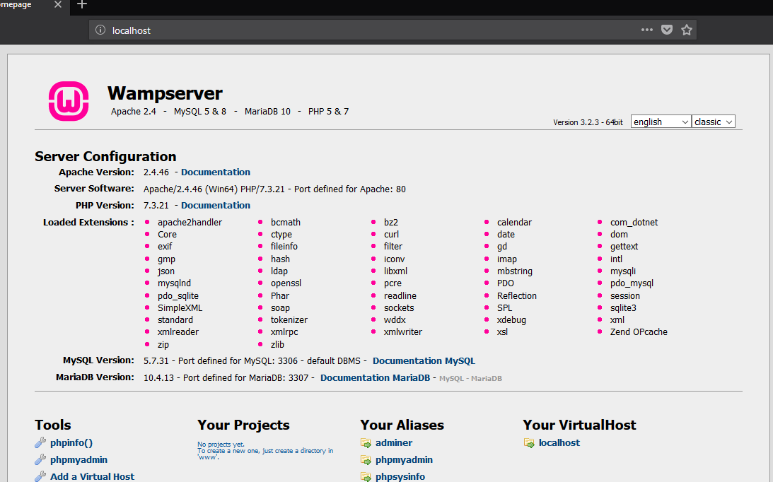 wamp server localhost