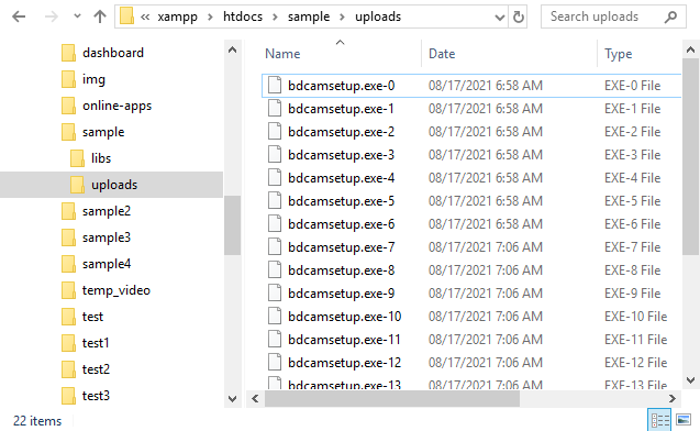 chunks file on file explorer
