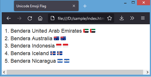 unicode emoji kategori bendera via browser windows