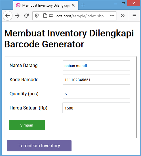 input barcode inventory