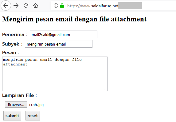 mengirim email dengan file lampiran (file attachment)