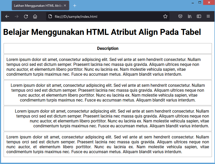 align atribut html