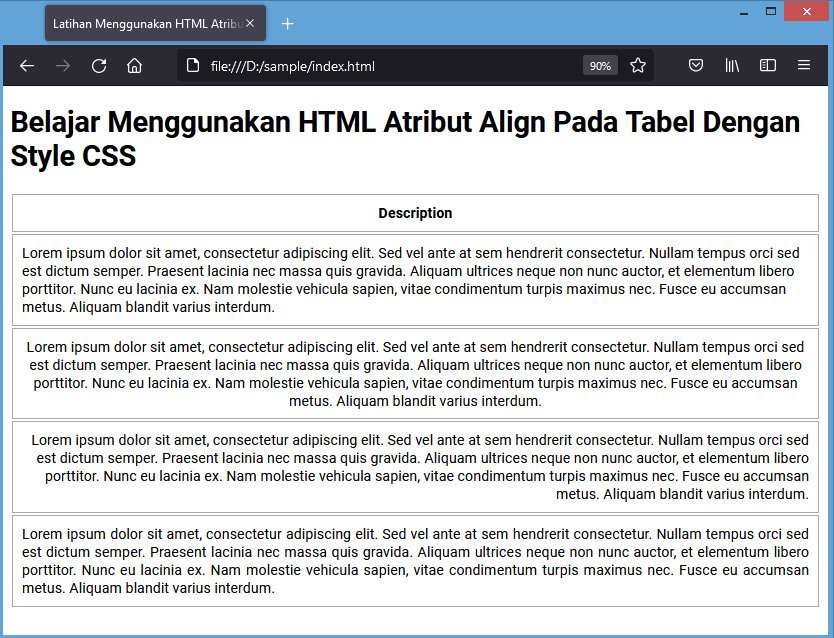 align atribut html