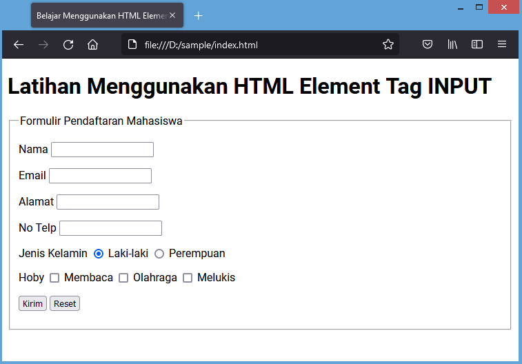 element tag <input> html