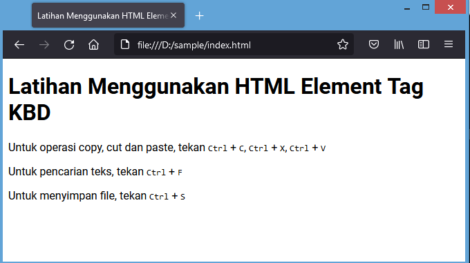 element tag kbd pada html