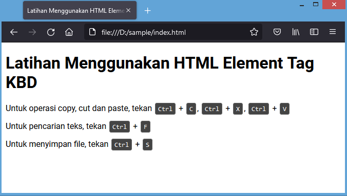 element tag kbd pada html