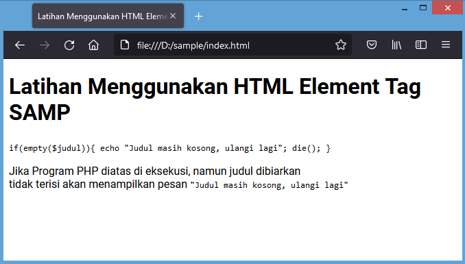element tag samp html