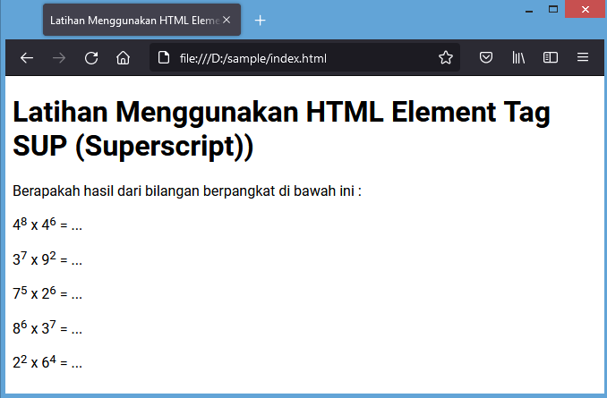 element tag <sup> superscript html