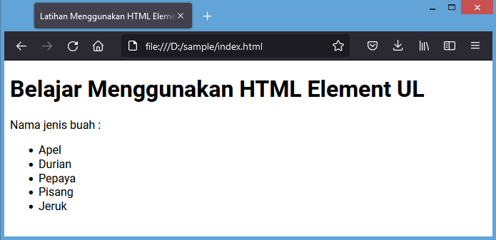 html element ul un-ordered